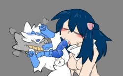 animal_genitalia animal_penis balls blush bodily_fluids breasts canine_genitalia canine_penis clothing cum cum_in_mouth cum_inside dawn_(pokemon) duo erection female female_penetrated feral fur generation_5_pokemon genital_fluids genitals hair human interspecies knot male male/female male_penetrating male_penetrating_female mammal mostly_nude nintendo open_mouth oral oral_penetration pawpads paws penetration penis pokemon pokemon_(species) pokemon_trainer pokephilia scarf scarf_only sex shinyumbre simple_background size_difference tail tongue white_body zorua