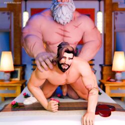 2boys anal anal_sex anal_sex bara barazoku beard black_hair completely_naked completely_naked_male completely_nude completely_nude_male from_behind from_behind_position gay gay_sex hanzo male male/male male_only male_penetrated male_penetrating male_penetrating_male mature mature_male muscular muscular_male naked naked_male nude nude_male old_male overwatch overwatch_2 penetration penile penile_penetration penis penis_in_ass reinhardt sex sex_from_behind size_difference txddy3d white_hair