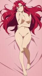 ai_generated amber_eyes body_pillow breasts breasts dakimakura dakimakura_design eyes female female female_only hair_down hand_on_face legs long_hair looking_at_viewer mature_female messy_hair naked naked_female nude nude_female pink_background pussy red_hair smile smiling smiling_at_viewer tengen_toppa_gurren_lagann yellow_eyes yoko_littner