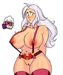 blush brawl_stars busty_female female genderswap genderswap_(mtf) hands_behind_back long_hair magnet milf mti practically_nude pussy rule_63 sam_(brawl_stars) stockings supercell tagme white_hair