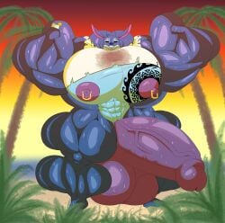 abs absurd_res anthro areola balls beach biceps big_areola big_balls big_muscles big_nipples big_pecs big_penis bodily_fluids boldemonic clothing disney flexing flexing_bicep flexing_both_biceps genitals grin hi_res huge_areola huge_balls huge_cock huge_filesize huge_muscles huge_nipples huge_pecs hyper hyper_balls hyper_genitalia hyper_muscles hyper_penis lilo_and_stitch looking_at_viewer male muscles muscular nipples nude pecs penis piercing smile solo stitch_(lilo_and_stitch) sunset sweat sweaty_clothing sweaty_shirt sweaty_topwear tattoo