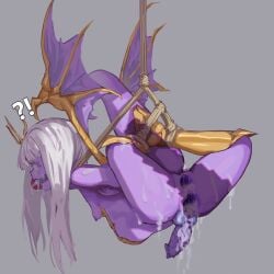 absurd_res animal_genitalia animal_humanoid anus bodily_fluids bondage bound breasts cum cum_in_ass cum_in_mouth cum_in_vagina cum_inside dragon dragon_humanoid erection eye_roll feet_tied final_fantasy final_fantasy_xiv futanari gag gaping gaping_anus gaping_vagina genital_fluids genitals grey_hair hair hands_tied hands_tied_behind_back hands_tied_to_feet herm hi_res humanoid inflation interrobang intersex it'll_never_fit knot knotted_penis mythological_creature mythological_scalie mythology nael_deus_darnus nude penis penis_shadow purple_body purple_skin pussy ridged_penis scales scalie side_eye small_breasts solo square_enix squishhee stomach_bulge suspension vulva wings wrists_to_ankles