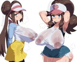 2girls armpits ass big_breasts blue_eyes bow breast_focus breasts breasts_bigger_than_ass breasts_bigger_than_body breasts_bigger_than_head breasts_bigger_than_torso brown_hair cellulite drooping_breasts duo duo_female duo_focus female hands_behind_back hands_behind_head hat hilda_(pokemon) jean_shorts large_breasts mylooseylucy pawg pawg_build plump plump_ass pokemon rosa_(pokemon) sagging_breasts saggy_breasts see-through see-through_clothes see-through_clothing see-through_shirt see-through_top skinny skinny_female skinny_waist small_ass small_belly small_waist steam steaming_body steamy steamy_armpits steamy_ass sweat sweatdrop sweating sweaty sweaty_body sweaty_breasts sweaty_butt thick_thighs tight_clothes tight_clothing tight_fit tight_pussy tight_shorts tiny_waist torpedo_breasts white_background yellow_skirt