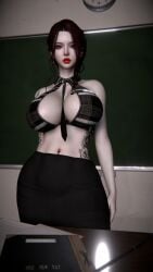 1girls 3d 4k belly big_breasts big_lips blacked breasts breasts_bigger_than_head crashbanditkut curvy earrings eyeshadow fat_lips female female_focus hair hi_res high_resolution highres light-skinned_female light_skin lips lipstick looking_at_viewer makeup medium_hair navel navel_piercing original original_character pink_eyes qos qos_tattoo queen_of_spades queen_of_spades_symbol queen_of_spades_tattoo red_hair red_lipstick school school_desk skirt solo spade_tattoo tattoo tattoos teacher teacher_outfit virt-a-mate virtamate