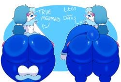 2025 absurd_res ambiguous_gender anthro ass ass big_ass big_butt blue_body blue_eyes blue_hair colored darasuke digital_drawing_(artwork) digital_media_(artwork) drawafuannintendo duo english_text feral generation_7_pokemon hair hi_res huge_ass huge_butt looking_back mammal marine merfolk nsfwfuan open_mouth pinniped pokemon pokemon_(species) presenting primarina seal shaded simple_background smile split_form tail teeth text thick_thighs white_body wide_hips