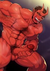 1boy abs arm_hair balls bara beard beefy biceps big_balls big_glans big_hands big_penis blush breasts broad_shoulders brown_hair censored censored_balls censored_penis chest_hair clenched_hand collarbone completely_nude curved_penis daddy demon demon_horns devil devil_horns dilf erection forked_eyebrows frenulum frown gay gradient_background hairy half-closed_eyes happy_trail hi_res holding_penis huge_cock hunk jerking leg_hair legs_apart long_horn long_penis long_tongue looking_at_viewer male male_only manly masturbation mature_male mosaic_censoringretracted_foreskin muscles muscular muscular_arms muscular_legs muscular_male muscular_neck muscular_thighs musk musky_cock navel nude original original_character osa_(marumaru023) pecs penis penis_bigger_than_head pointy_ears pubic_hair quadriceps red_body red_glans red_penis seductive sharp_teeth short_hair sideburns simple_background six_pack slit_pupils solo standing teeth_showing thick_eyebrows thick_penis tongue_out tough_guy triceps uncircumcised uncut v-shaped_eyebrows veiny_penis very_high_resolution wanking yaoi yellow_eyes