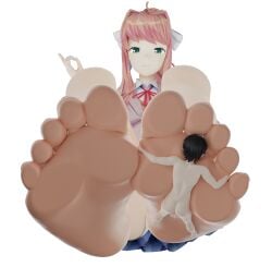 1boy 1boy1girl 1girls bow brown_hair brunette_hair doki_doki_literature_club feet femdom foot_fetish foot_focus foot_fuck foot_fucking foot_play foot_worship footdom footjob giantess humping_foot jealous jinoo77707806 jinouga97 mc_(doki_doki_literature_club!) monika_(doki_doki_literature_club) solejob soles_fetish