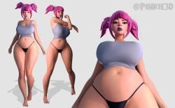 1female 1girls 3d bare_shoulders barefoot belly_button big_breasts big_breasts big_breasts breasts breasts breasts crop_top curvaceous curvy curvy_female curvy_figure epic_games female female female_only fortnite fortnite:_battle_royale hair_ornament light-skinned_female light_skin lipstick looking_at_viewer looking_down looking_down_at_viewer panties pink_hair pinkie3d power_punk_(fortnite) purple_lipstick shaved_crotch shirt solo solo_female standing stretching tagme thick_thighs thighs twintails underwear white_background