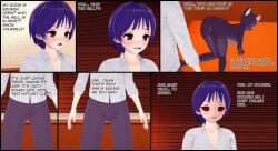 comic corruption erection_under_clothes eye_color_change eye_color_transformation female hellhound inviting inviting_to_sex koikatsu koikatsu_(medium) male red_eyes spiral_eyes tagme tease wfay42