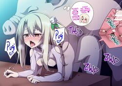 1girls ass bent_over blonde_hair blush body_swap bottomless breasts brown_eyes cervical_penetration cross_section doggy_style english fallopian_tubes fate/kaleid_liner_prisma_illya fate_(series) female female_on_feral feral flower from_behind hair_flower hair_ornament hard_translated human_on_feral illyasviel_von_einzbern interspecies long_hair male nipples open_mouth ovaries penetration penis petite pig prisma_illya red_eyes sex silver_hair small_breasts soukai_(lemonmaiden) spread_legs suid suina sus_(pig) swine tears text thought_bubble tongue tongue_out translated uterus vaginal_penetration zoophilia