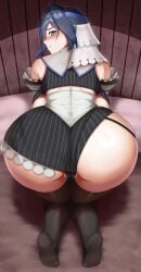 1girls 2025 absurd_res absurdres ass ass_focus back_view backboob bare_shoulders bent_over big_ass blue_eyes blue_hair blush breasts corset dark_hair detached_sleeves embarrassed feet female female female_only fraxstars hair_intakes hi_res high_quality high_resolution highres hololive hololive_english hololive_english_-council- hololive_english_-promise- huge_ass large_ass large_breasts looking_at_viewer massive_ass medium_hair miniskirt ouro_kronii panties solo tagme thick_thighs thighhighs thighs virtual_youtuber