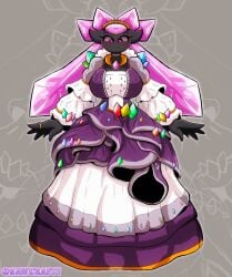 1girl 1girls 2026 big_breasts breasts clothed clothing commission commissioner_upload creatures_(company) creatures_inc. diancie dress fan_character fancy_clothing fancy_dress female game_freak gen_6_pokemon generation_6_pokemon gray_body grey_body huge_breasts humanoid legendary_pokemon mineral_fauna mineral_humanoid multicolored_clothing multicolored_dress mythical_pokemon nintendo original_character pokemon pokemon_xy purple_dress purple_eyes rock_humanoid sawcraft1 simple_background solo solo_female white_dress