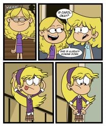 3girls accurate_art_style adjusting_clothes after_sex blonde_female blonde_hair carol_pingrey comic_page dialogue female idea lies lori_loud lying messy_hair nickelodeon nickelodeon_animation_studio paramount_pictures taki8hiro the_loud_house whitney_(the_loud_house)