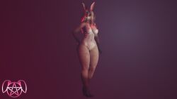 16:9 3d_(artwork) 4k absurd_res anthro blender_cycles breasts digital_media_(artwork) female fur genitals hair hi_res lagomorph leporid mammal nipples nude rabbit simple_background smile solo widescreen wynterbunny