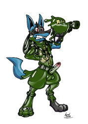 3_fingers 3_toes agent_(artist) anthro balls black_fur blue_fur boots canine clothing drone footwear fur gas_mask goo_transformation green_balls green_penis harness lucario male male_only mammal mask mind_control nintendo orgasm penis pokemon pokemon_(species) reyn_the_lucario rubber shiny solo standing story story_in_description straps teeth toes transformation video_games zipper