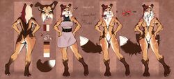 2018 anthro canine canine clothed clothing digital_media_(artwork) digitigrade eleacat female mammal model_sheet nude pussy smile solo