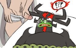 aku bratnsfw cum cum_on_face demon gay human male penis samurai_jack samurai_jack_(character)