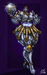 extreme_muscles female league_of_legends metallic_body muscle muscular_female orianna osmar-shotgun robot robot_girl small_head thick_thighs toned_female