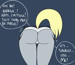 2015 anthro ass big_butt clothing derpy_hooves digital_media_(artwork) english_text equine female friendship_is_magic hugtastic_pinkie_pie humor mammal my_little_pony panties pussy solo somescrub text underwear