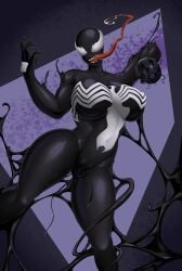 cynthia_(pokemon) living_clothes marvel rikatsuky she-venom symbiote tentacle venom venom_(marvel)