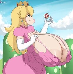 1girls alternate_version_available breasts_bigger_than_head hyper hyper_breasts long_hair mario_(series) mewing princess_peach solo_female tagme ultiblackfire