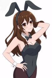 brown_hair bunny_ears bunnysuit cleavage cosplay hfxpins hori_kyouko horimiya