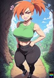 ai_generated big_ass big_breasts blush cameltoe cute_face d-art_style orange_hair pink_eyes ponytail red_head repartz the_fairly_oddparents thick_thighs vicky_(fairly_odd_parents) white_female