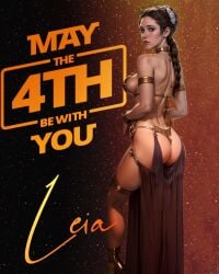 1female 1girls ai_generated ass big_ass big_breasts breasts brown_hair female female_only leia_organa loincloth loincloth_dress lucasfilm narrow_waist nerdddemon princess princess_leia_organa revealing_clothes royal royalty slave_bikini slave_leia solo solo_female star_wars star_wars_day thick thick_ass thick_thighs thighs toned_stomach voluptuous voluptuous_female wide_hips