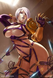 big_breasts bimbo breasts cleavage female female_only isabella_valentine koshio large_breasts looking_at_viewer solo soul_calibur underboob whip_sword