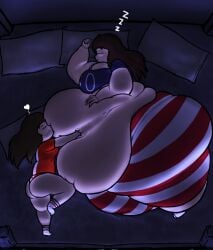 atlasdoesstuff bbw canada_(countryhumans) countryhumans countryhumans_girl cuddling panties sleeping ssbbw united_states_of_america_(countryhumans) yuri