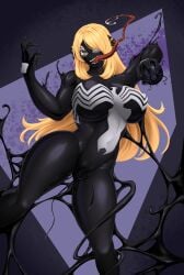 cynthia_(pokemon) living_clothes marvel rikatsuky she-venom symbiote tentacle venom venom_(marvel)