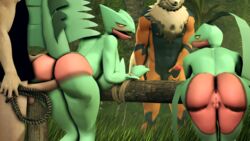 16:9 2017 3d anthro anthrofied arcanine ass being_watched big_breasts bondage bound breasts canine erection faceless_male female femsub green_body grovyle human human_on_anthro interspecies invalid_tag male male_on_anthro mammal multiple_girls multiple_subs nintendo nipples penetration penis pokémorph pokemon pokemon_(species) pokephilia pussy red_pussy reptile rope scalie sceptile source_filmmaker two_tone_body valiance22 video_games