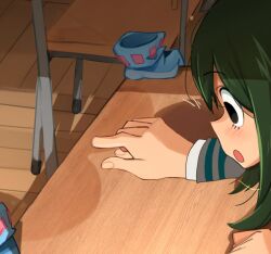 2d 2d_(artwork) 2d_artwork anal anal_fingering anal_sex ass breasts female fingering gloves green_hair hair implied_nudity khyleri my_hero_academia sitting tagme thick_ass tooru_hagakure tsuyu_asui