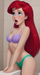 ai_generated ariel ariel_(the_little_mermaid) disney disney_princess panties peeing peeing_self the_little_mermaid wetting wetting_self