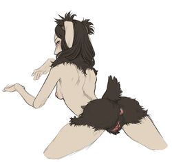 animal_ears animal_tail anus bent_over bramblefix breasts female fire_emblem fire_emblem_awakening hairy hairy_pussy looking_at_viewer panne_(fire_emblem) pussy rabbit_ears rabbit_girl rabbit_tail sideboob solo white_background winterbramble