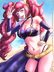 alternate_costume alternate_hairstyle bikini breasts female female_only fire_emblem fire_emblem_engage nintendo open_mouth purple_bikini purple_swimsuit sera31066 solo swimsuit twintails yunaka_(fire_emblem)