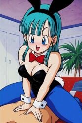 ai_generated blue_eyes blue_hair bulma_briefs bunny_ears bunny_girl bunny_tail bunnysuit dragon_ball