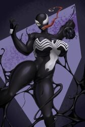 cynthia_(pokemon) living_clothes marvel rikatsuky she-venom symbiote tentacle venom venom_(marvel)