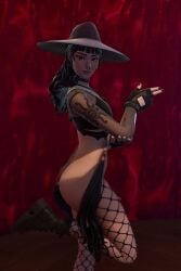 ai_generated ass bottomless bottomless_female edit edited female female_only fishnet fishnet_stockings fishnets fortnite fortnite:_battle_royale goth goth_girl nose_ring nude_edit nude_filter partially_clothed partially_clothed_female phaedra_(fortnite) shiny shiny_skin solo solo_female witch_hat