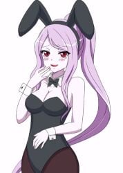 blue_hair blush bunny_ears bunnysuit cleavage cosplay hfxpins overlord_(maruyama) shalltear_bloodfallen