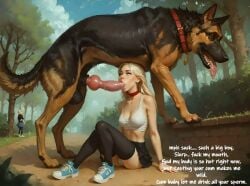 1animal 1boy 1girls ai_generated blowjob canine canine_genitalia canine_penis domestic_dog fellatio feral feral_on_female feral_on_human feral_penetrating feral_penetrating_female feral_penetrating_human human_penetrated knotted_penis tagme zoophilia