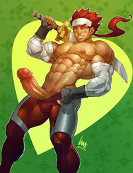 1boy 2013 asura_blade bara big_balls big_penis bulge clothes human luxuris male male_only muscle partially_clothed penis shirtless solo yashaou