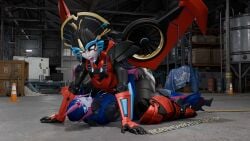 2girls arcee arcee_(prime) drool female grandmastersurgeon looking_at_viewer robot robot_girl robot_humanoid spit spitswapping transformers trawert windblade