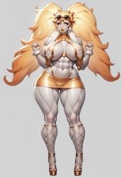 ai_generated bimbo bimbofication dawnbreaker dota dota_2 mortred_(artist) revealing_clothes sexy_pose slutty_outfit valora_the_dawnbreaker