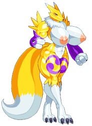 abs anthro breasts casetermk claws color digimon female female_only fur furry huge_ass huge_breasts muscular_female navel nipples nude pixel_art pussy renamon solo standing tagme thick_thighs transparent_background wide_hips