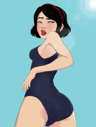 aurel_cham cute disney_princess ecchi fanart one-piece_swimsuit snow_white_(disney) softcore swimsuit