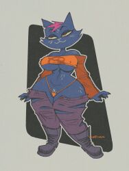 2023 3:4 anthro anthrofied artist_name ass big_breasts bottomwear breasts clothed clothing clothing_lift curvy_figure denim denim_clothing digital_media_(artwork) domestic_cat felid feline felis female fingers fur grin hair mae_borowski mammal narrowed_eyes navel night_in_the_woods notched_ear orange_clothing orange_shirt orange_topwear panties pants pink_hair pubes red_eyes shirt shirt_lift simple_background smile solo tagme teeth thick_thighs topwear voluptuous voluptuous_anthro voluptuous_female wide_hips wolftang