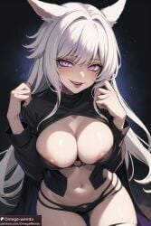 ai_generated big_breasts catgirl corruption evil_smile final_fantasy_xiv patreon white_hair y'shtola