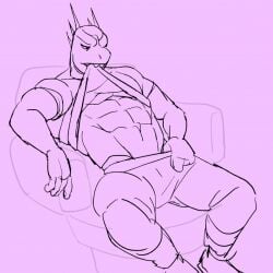 2d 2d_animation abs anesquared animal_humanoid animated arm_rest arm_resting armrest balls bara big_balls big_penis biting_shirt chair closed_eyes closing_eyes clothed cock cock_in_hand cum cum_on_chair cum_on_leg cum_on_thigh cumming cumming_from_masturbation cumshot dick dick_in_hand dorohedoro ejaculate ejaculating ejaculating_cum ejaculation erection eyes_closed eyes_open fap fapping genital_fluids holding_dick holding_penis holding_shirt_with_mouth kaiman kaiman_(dorohedoro) lizard looking_at_viewer male male_focus male_only manly masculine masturbating masturbation monochrome muscular_arms muscular_male no_shading open_eyes orgasm orgasm_face orgasm_from_masturbation orgasming pants_down pants_pulled_down pecs penis penis_in_hand pleasure_face pulling_down_pants purple_background semen semen_on_body sharp_teeth shirt_lift shirt_up short_sleeved_shirt short_sleeves simple_background sitting sitting_in_chair sitting_on_chair smile smiling smiling_at_viewer solo stroking stroking_cock stroking_penis testicles twitching uncensored vein veiny_cock veiny_dick veiny_penis