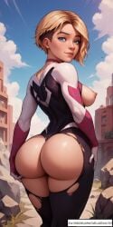 ai_generated bubble_butt ripped_clothing seductive_look spider-gwen velzevulito